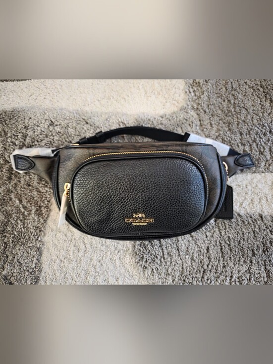 Coach Handbags - COACH Black Sig Court Belt Bag NWT
